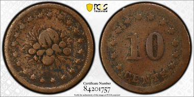 No Date Token F-444/452Aa Copper 10 Cents F12BN
