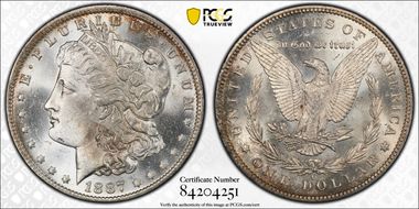 1887-O $1 VAM 5 Doubled Stars MS64