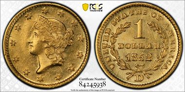 1852-D G$1 AU58