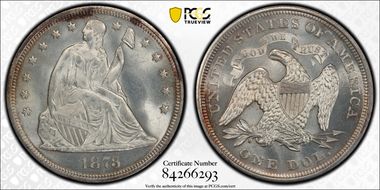 1873 $1 Seated MS65