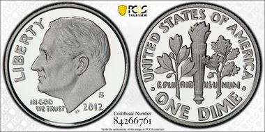 2012-S 10C Silver PR70DCAM