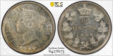 1858 10C Blundered "I" AU55