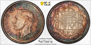 1943/3 50C Wide Date MS65