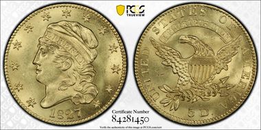 1827 $5 MS66