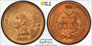 1865 1C Fancy 5 MS66RD