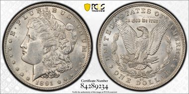 1891-CC $1 VAM 3, Spitting Eagle MS62