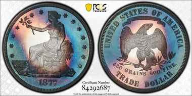1877 T$1 PR67+ CAM