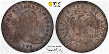 1796 $1 Small Date, Large Letters AU53