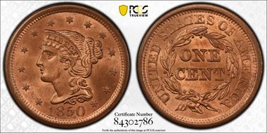 1850 1C N-12 MS65+ RD