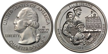2017-D 25C Ellis Island NP First Strike MS68