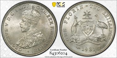 1931(m) Florin KM-27  Ag MS65
