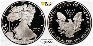 1992-S $1 Silver Eagle PR70DCAM