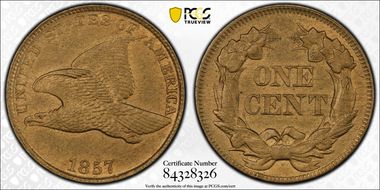 1857 1C Flying Eagle MS64