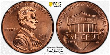 2016-D 1C Shield MS68RD