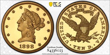 1898 $10 PR66DCAM