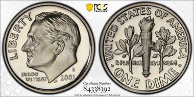 2001-S 10C PR70DCAM