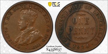 1924 (s) 1D Indian obverse VF25BN