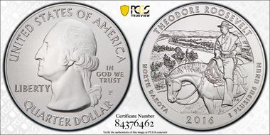2016-P 25C Theodore Roosevelt NP 5 oz Silver SP69