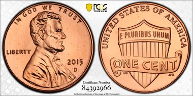 2015-D 1C Shield MS67RD