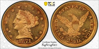 1871 $2.50 MS62