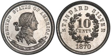 1870 10C J-865 PR66CAM