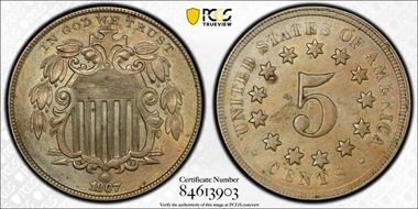 1867 5C No Rays MS62