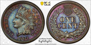 1864 1C Bronze MS66BN