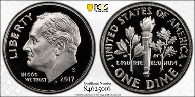 2017-S 10C Silver PR70DCAM