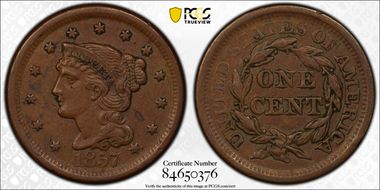 1857 1C N-1, Large Date AU55BN