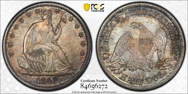 1842 50C Medium Date MS65
