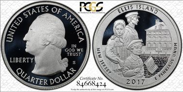 2017-S 25C Ellis Island NP-Silver PR70DCAM