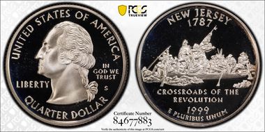 1999-S 25C New Jersey Silver PR70DCAM