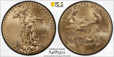 2017-W $50 Burnished Gold Eagle First Strike SP70