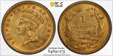 1873 G$1 Open 3 MS62