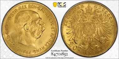 1915 20 Cor KM-2818  Au Restrike MS66