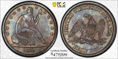 1842 50C Small Date, Rev of 1842 MS64