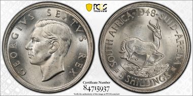 1948 5 Shil KM-40.1  Ag MS65