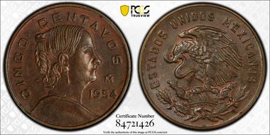 1954-Mo 5C KM-426  w/ Dot Head Right AU58