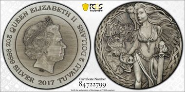 2017-P $2 Freya, HR Antique Finish PR70