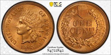 1865 1C Fancy 5 MS65RD