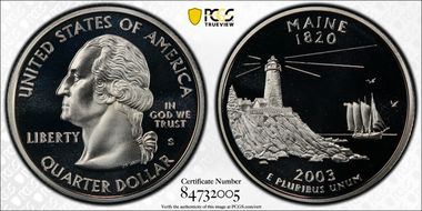 2003-S 25C Maine Silver PR70DCAM