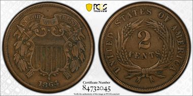 1864 2C Large Motto XF45BN