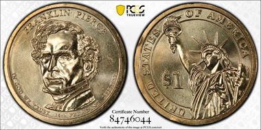 2010-P $1 Partial Edge Lettering Pierce, Position B MS65