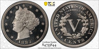 1883 5C With CENTS PR67+ CAM