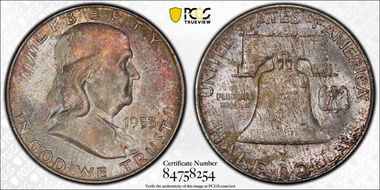 1953-D 50C Obv Die Clash FS-402 MS66FBL