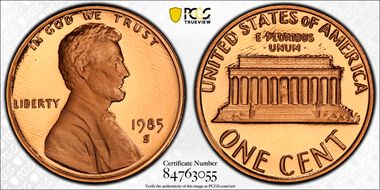 1985-S 1C PR70DCAM