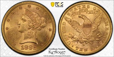 1882-S $10 MS62