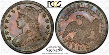 1834 50C Small Date, Small Letters MS65