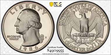 1986-S 25C PR70DCAM