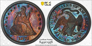 1873 25C No Arrows PR65